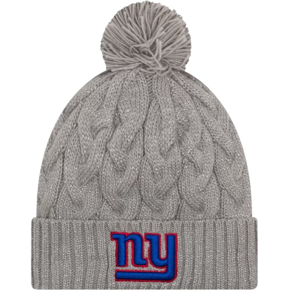 New Era New York Giants Swift Cable Cuffed Knit Hat With Pom